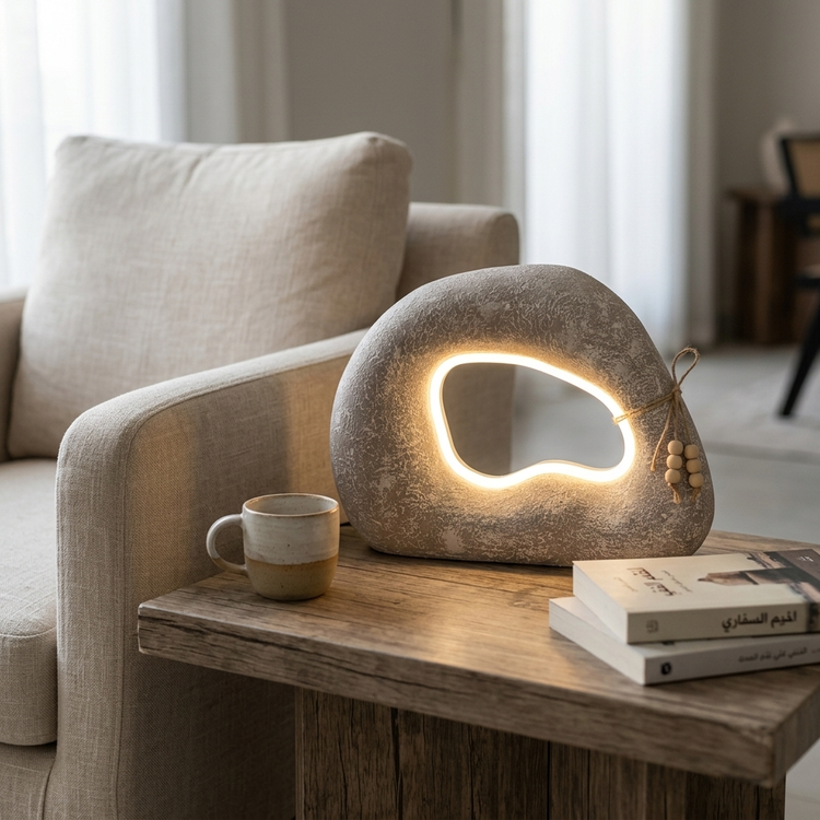 آباژور رومیزی طرح سنگ نامنظم LED