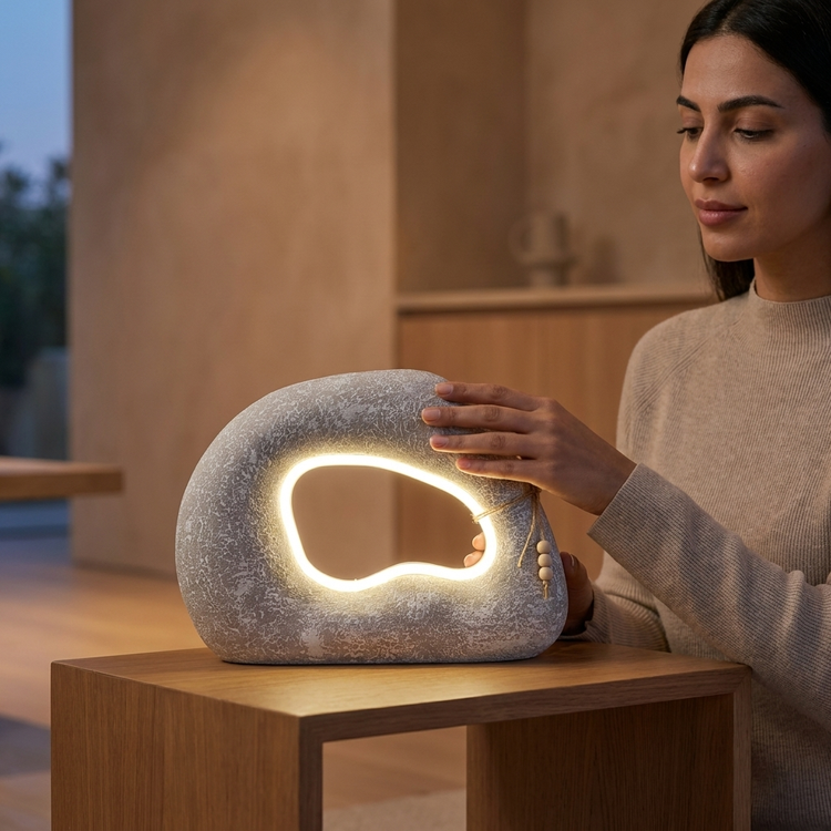 آباژور رومیزی طرح سنگ نامنظم LED