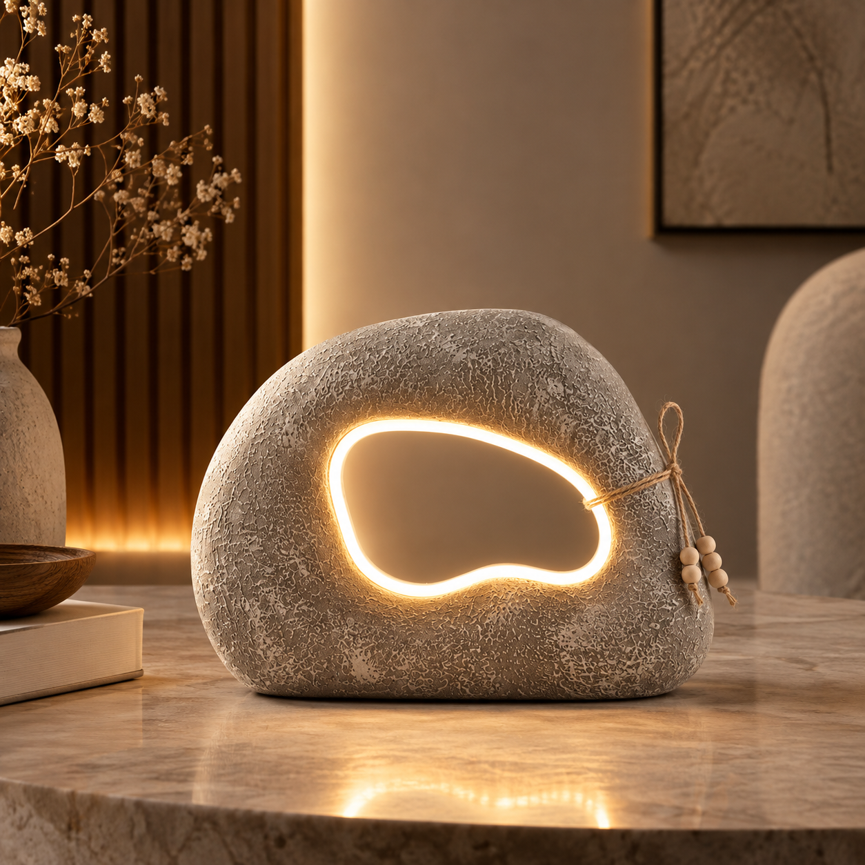 آباژور رومیزی طرح سنگ نامنظم LED